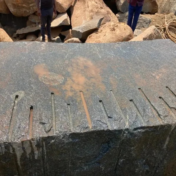 hassan green granite blocks closeup