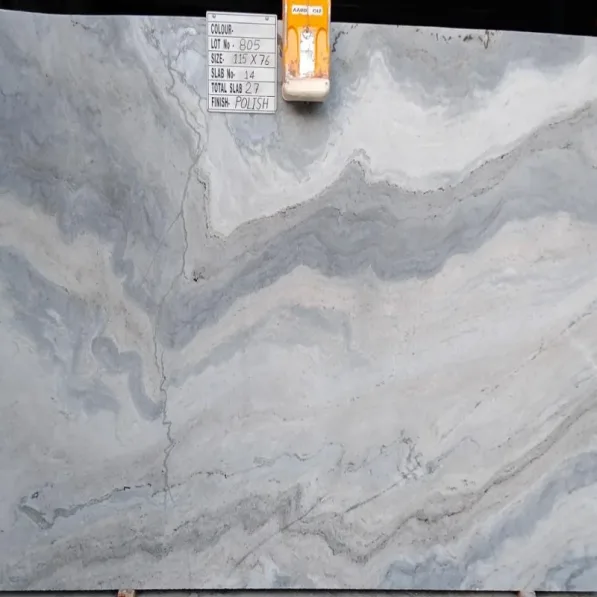 River blue marble slab with its details tag.