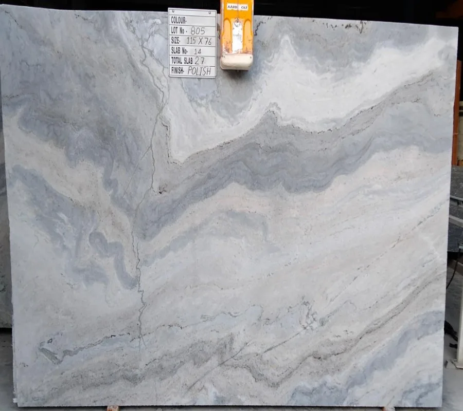 River blue marble slab with its details tag.