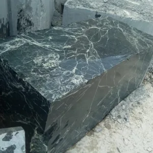 Dark spider green marble block with white veins