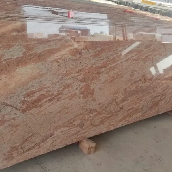 Polished Astoria pink granite slab display