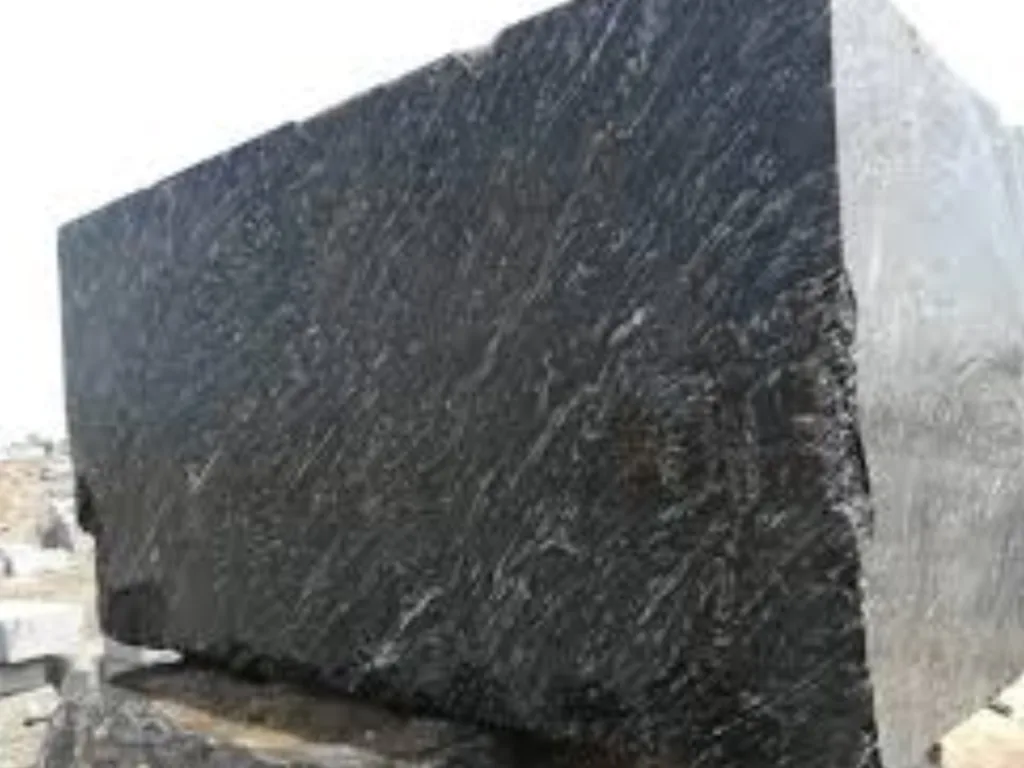 Large block of black granite stone
