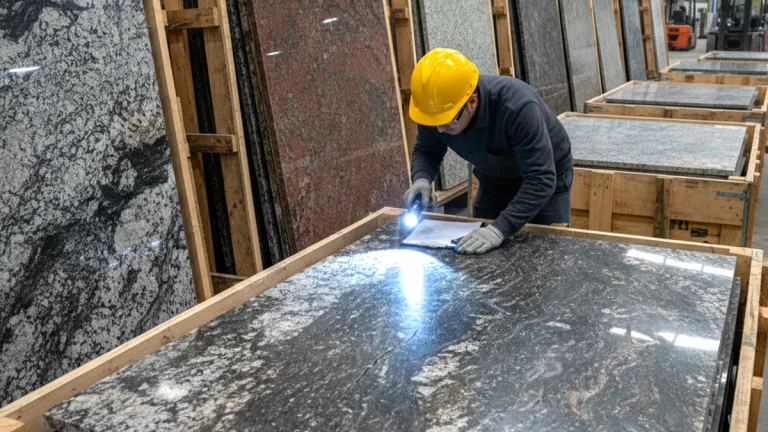 inspecting granite slabs shipment